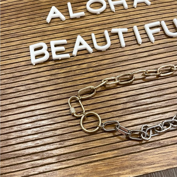 Gold and Silver Carabiner Link Necklace - Picture 2 of 5